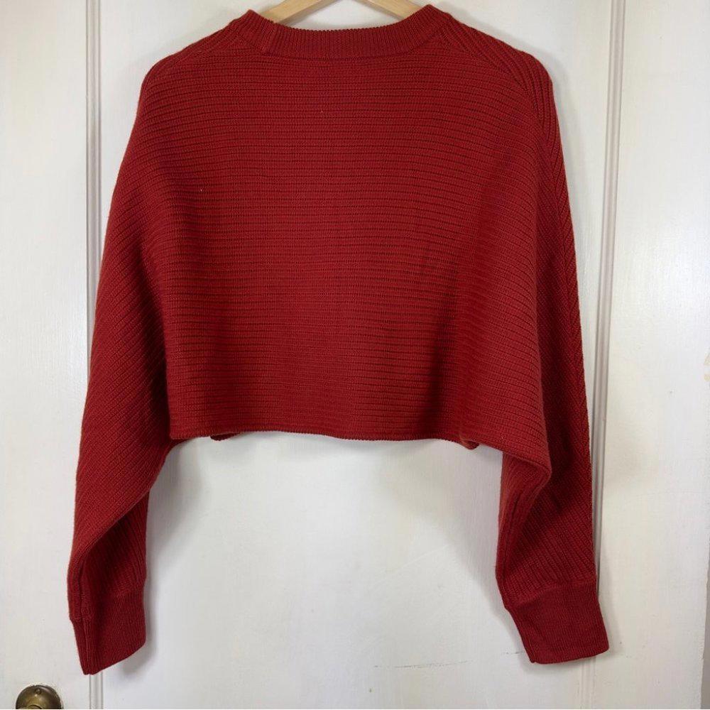Aritzia Wilfred Free Lolan Red Merino Wool Cropped Sweater - Brick - Xs View 4